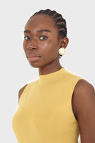 Mustard sleeveless mock neck knit tank_2