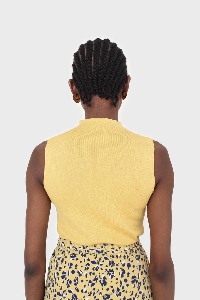 Mustard sleeveless mock neck knit tank_4