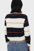 Navy and ivory thick multistriped polo knit top_3