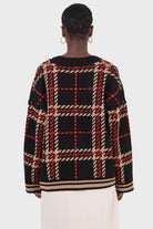 Black and beige bold checked cardigan_2