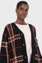 Black and beige bold checked cardigan_10
