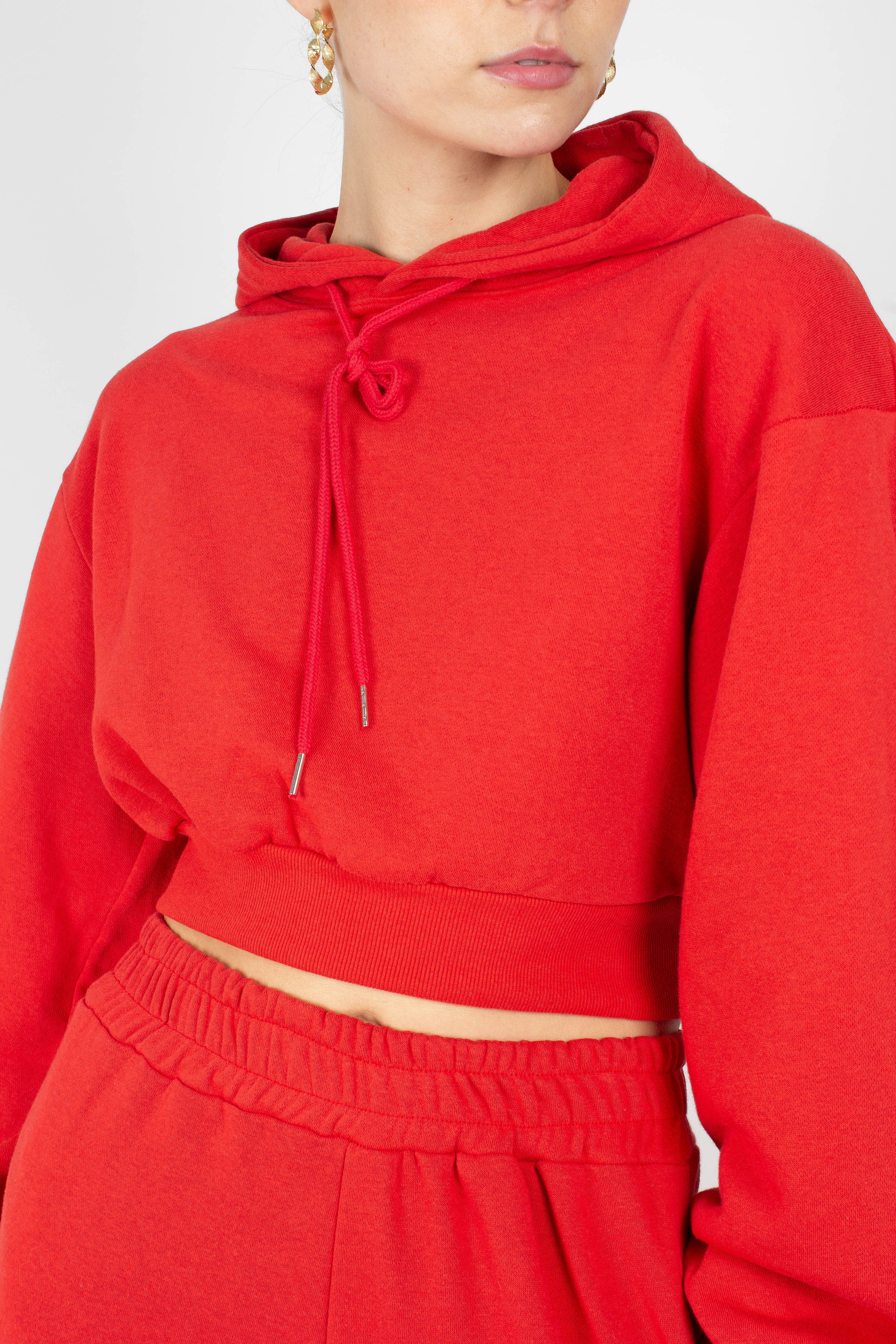 Red cropped hooded sweatshirt - set_4