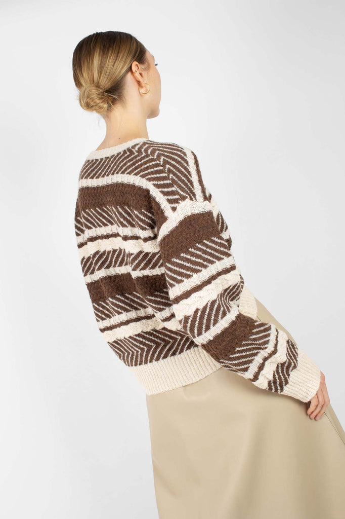 Brown multi patterned wool blend jumper_3