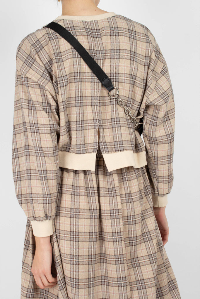 Beige and brown checked sweatshirt_2