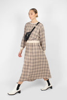 Beige and brown checked maxi skirt_2