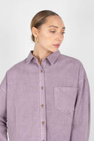 Lilac patch pocket oversized washed cotton shirt_1