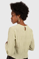 Mint tiered wrinkle long sleeved blouse_5