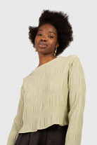 Mint tiered wrinkle long sleeved blouse_8