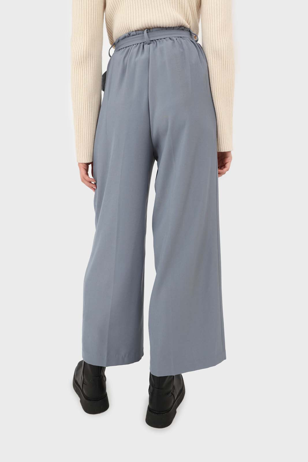 Blue soft belted loose fit trousers_2