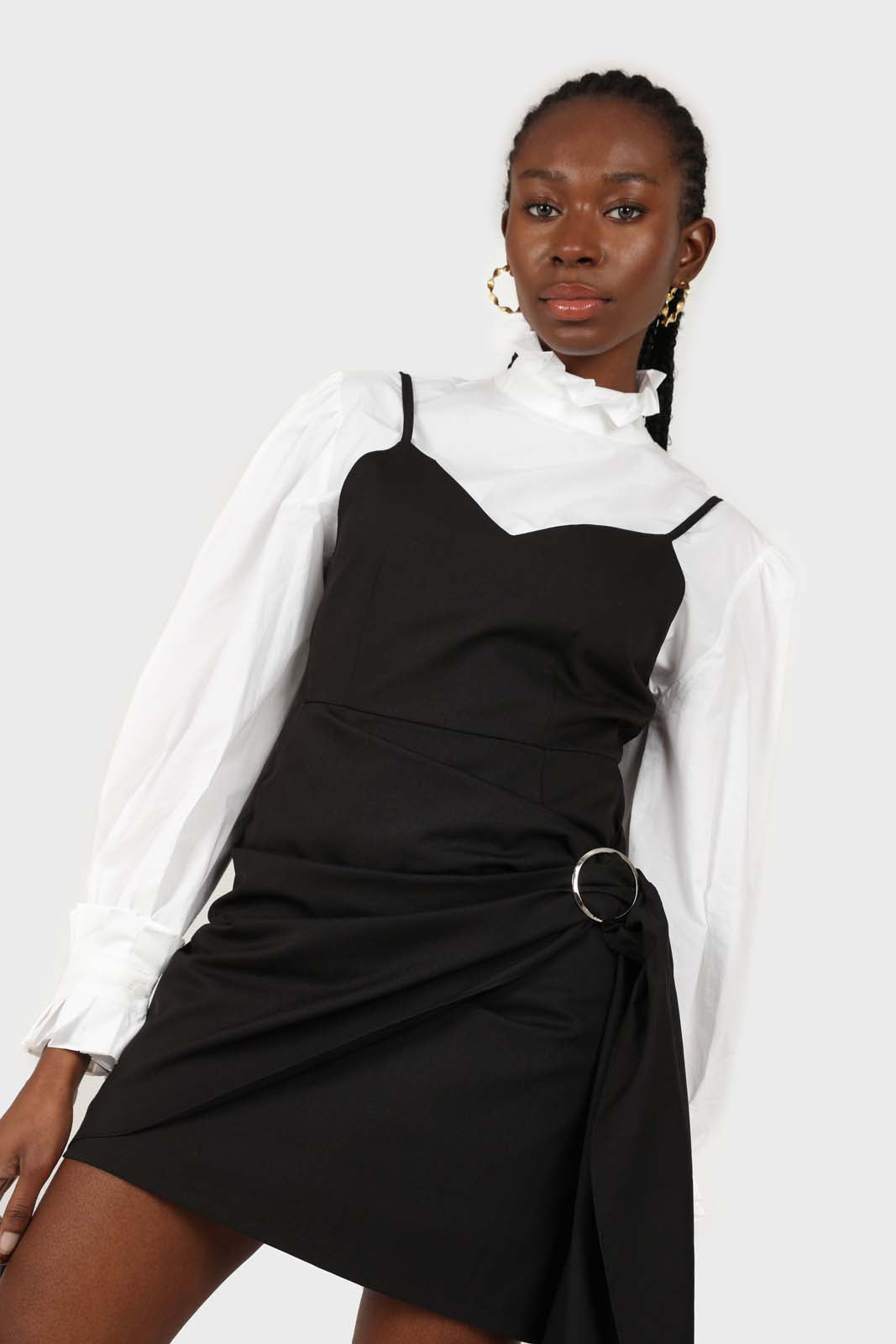 Ivory pleated trim loose fit cotton blouse_7