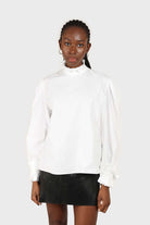 Ivory pleated trim loose fit cotton blouse_3