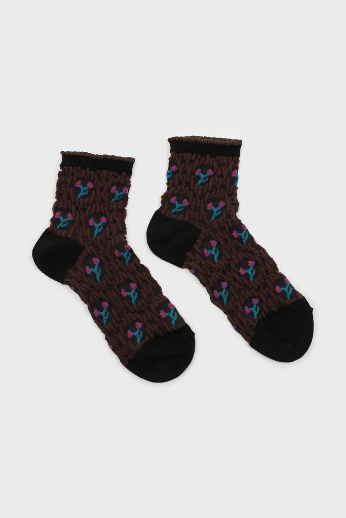 Black and purple cherry textured socks_3