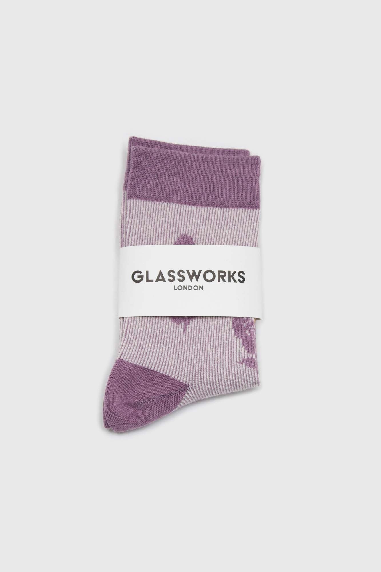 Lilac jacquard flower socks_3