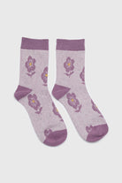 Lilac jacquard flower socks_4