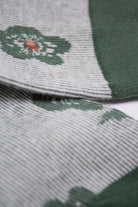 Green jacquard flower socks_2