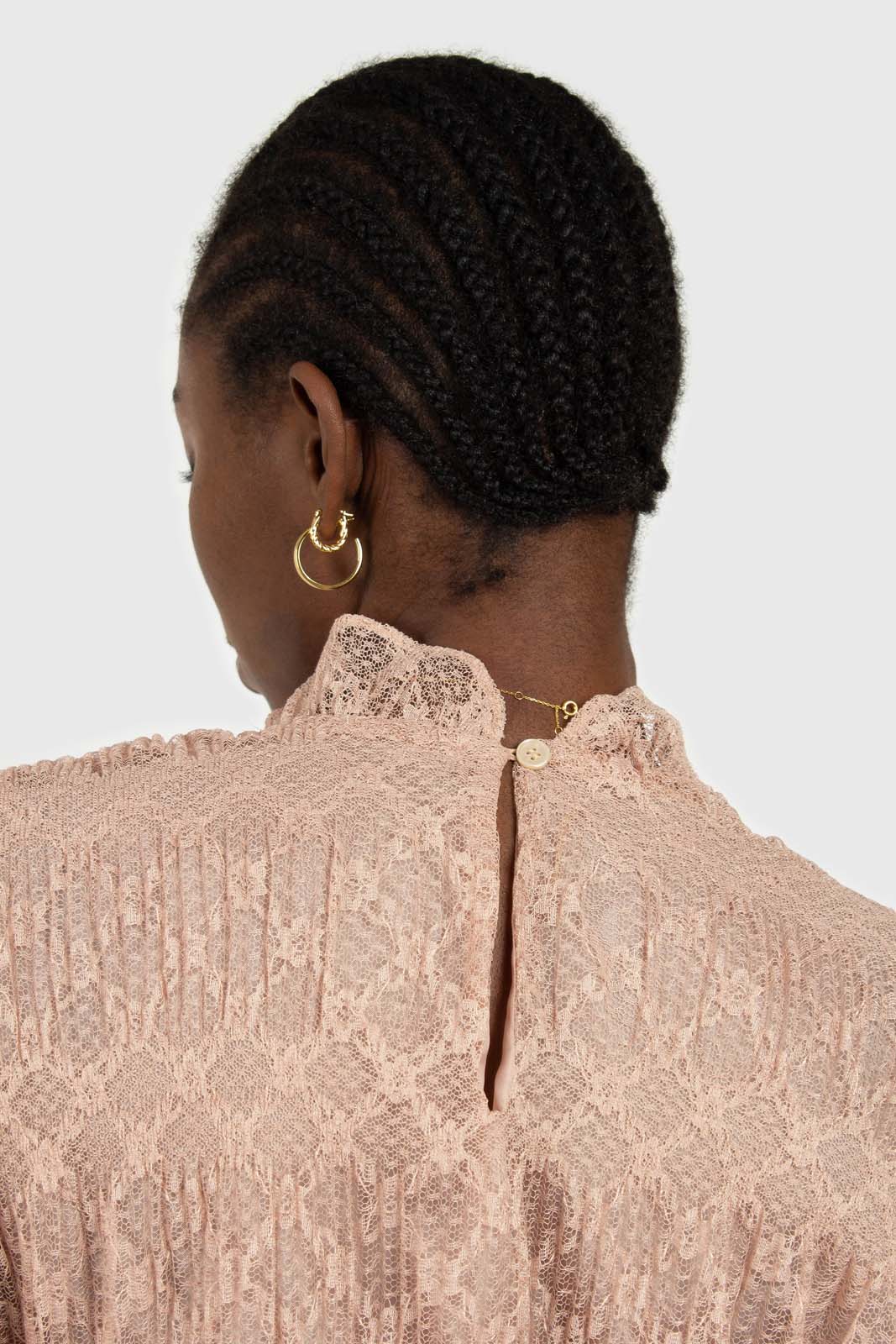 Baby pink sheer lace mock neck blouse_6