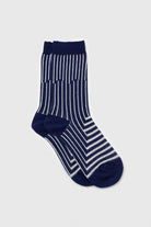 Navy and white geometric socks_1