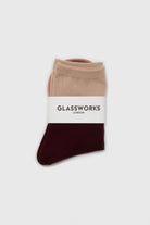 Burgundy and beige colorblock socks_3