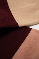 Burgundy and beige colorblock socks_2