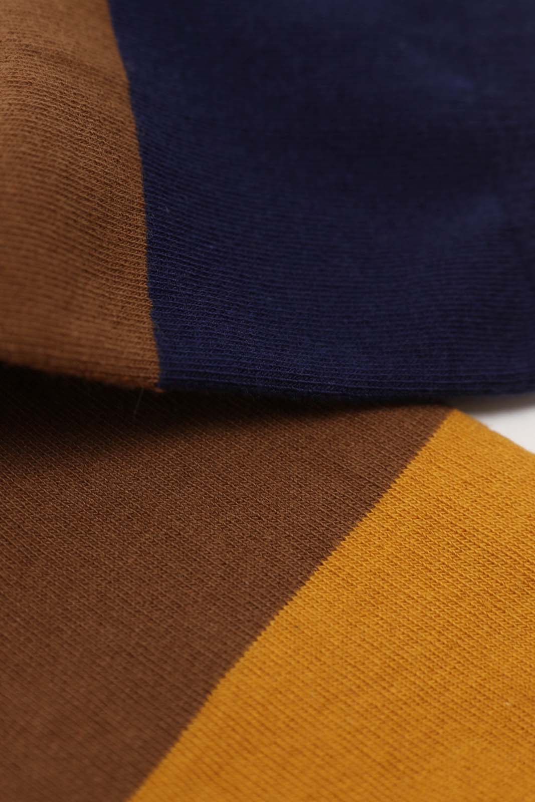 Camel and blue triple colorblock socks_2