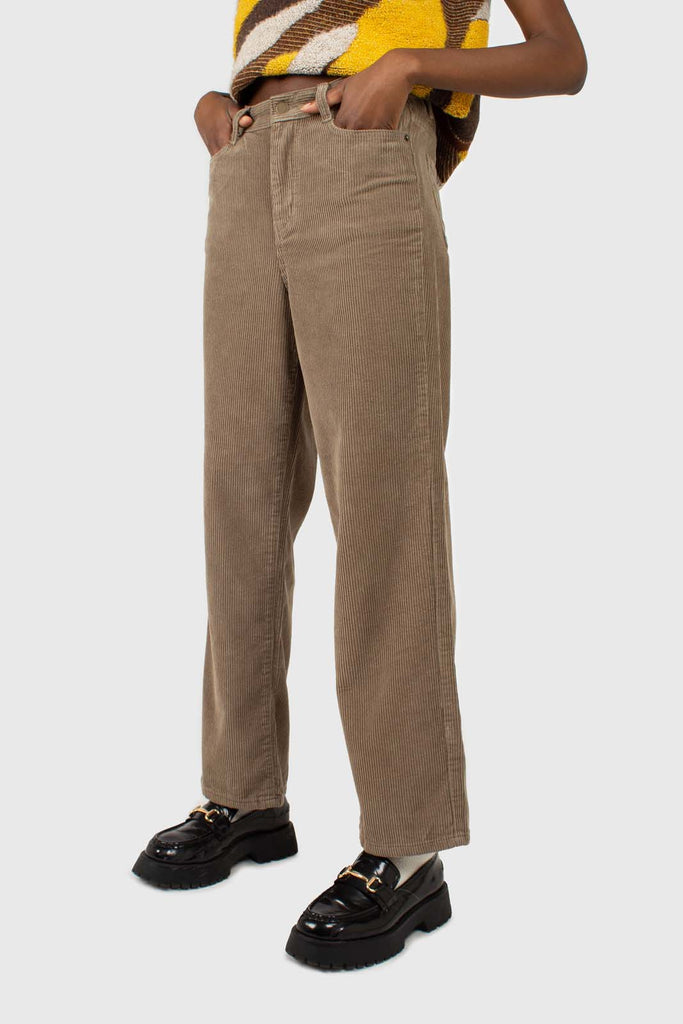 Beige corduroy loose fit trousers - 812_1
