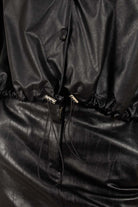 Black vegan leather v-neck puff sleeved blouse_7