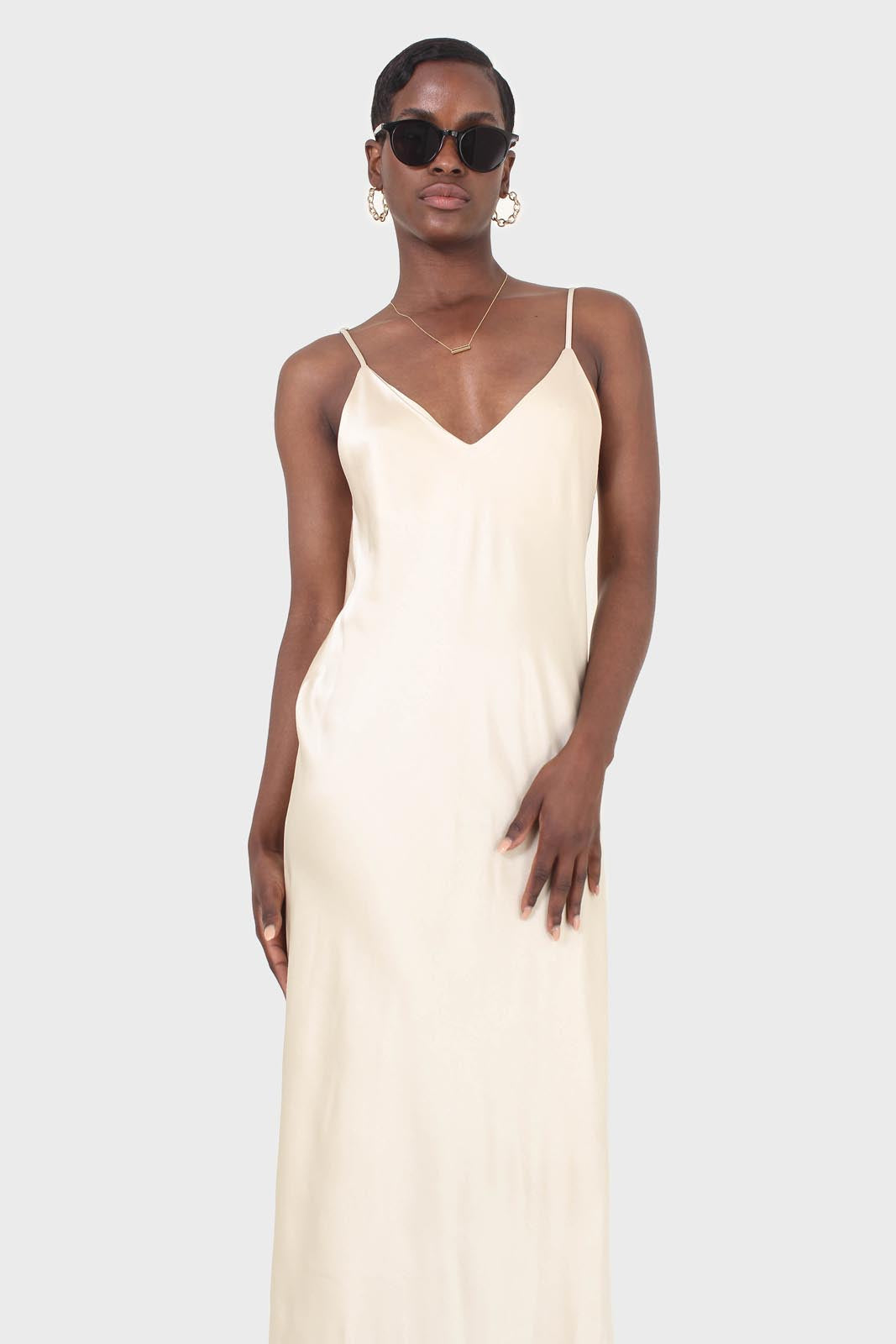 Cream silky spaghetti strap slip dress_3