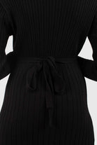 Black large ribbed wool blend midi dress_13