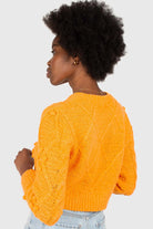 Bright orange bobble knit cardigan_3