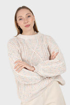 Ivory rainbow fleck oversized balloon sleeve jumper_3