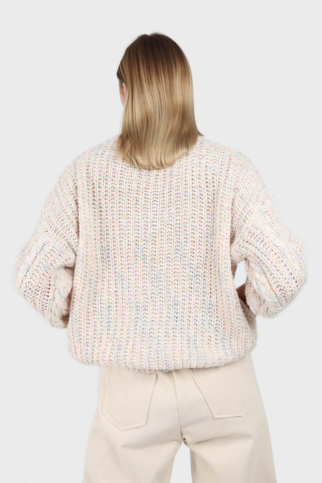 Ivory rainbow fleck oversized balloon sleeve jumper_2