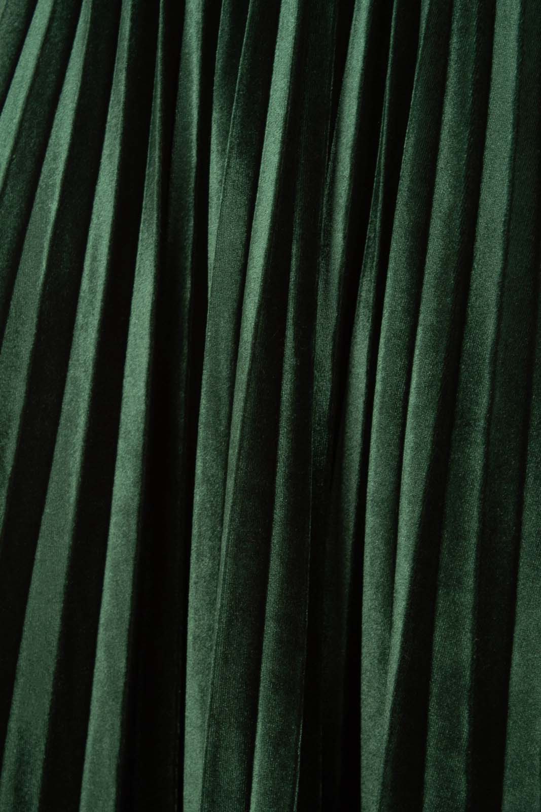 Green velvet pleated midi skirt_2