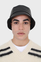 Black vegan leather bucket hat_2