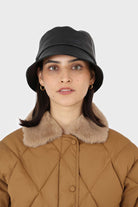 Black vegan leather bucket hat_5