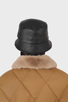 Black vegan leather bucket hat_7