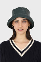 Green vegan leather bucket hat_4
