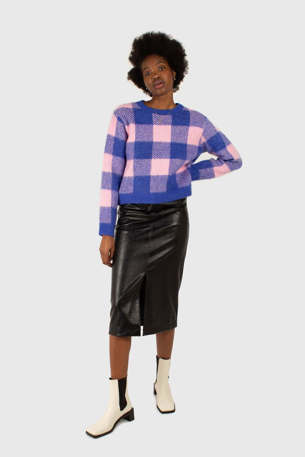 Bright blue and pink block plaid jumper_2