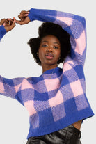Bright blue and pink block plaid jumper_4