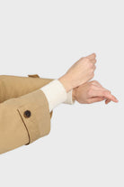 Dark beige single breasted hidden button trench coat_8