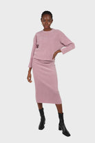 Pink ribbed velvet midi skirt_1