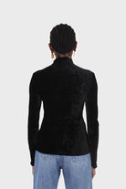 Black wrinkle velvet turtleneck top_3
