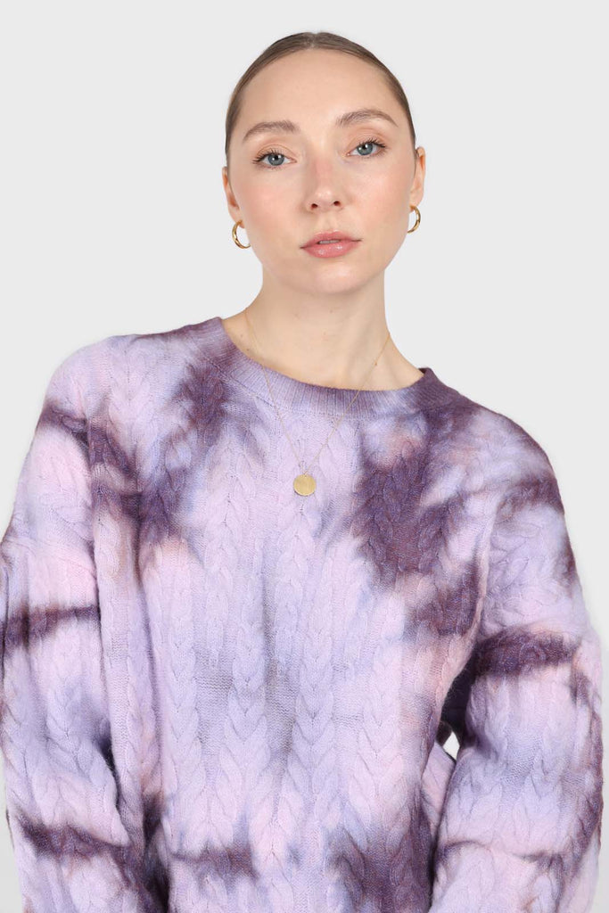 Lilac tie dye cableknit oversized jumper_4