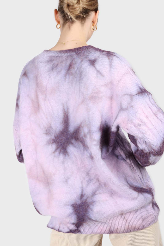 Lilac tie dye cableknit oversized jumper_2