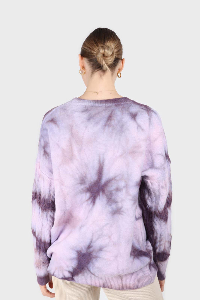 Lilac tie dye cableknit oversized jumper_3