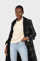 Navy contrast checked panel wool blend coat_7