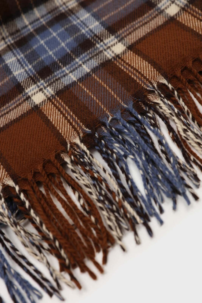 Brown and blue classic plaid scarf_8