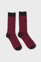 Purple contrast metallic trim socks_4