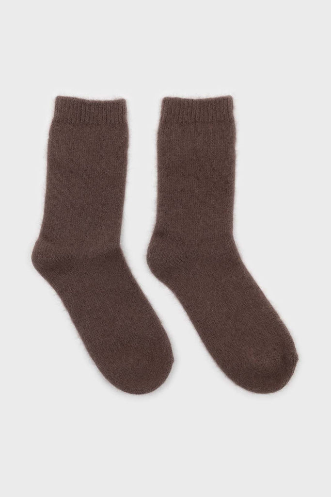 Deep brown angora smooth socks_4