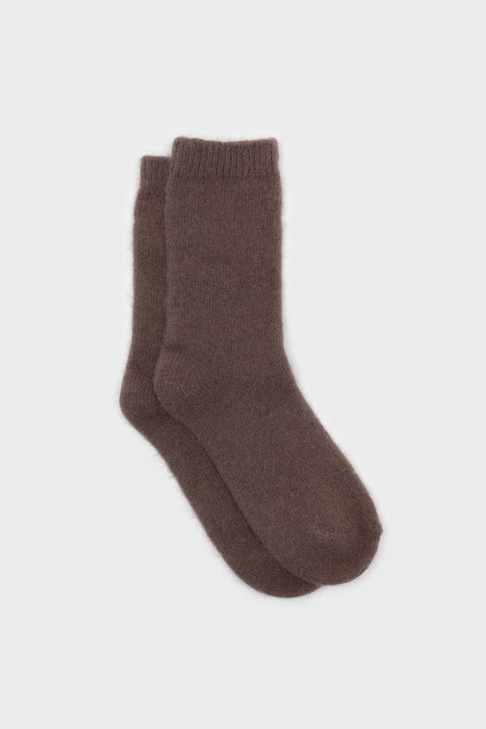 Deep brown angora smooth socks_1