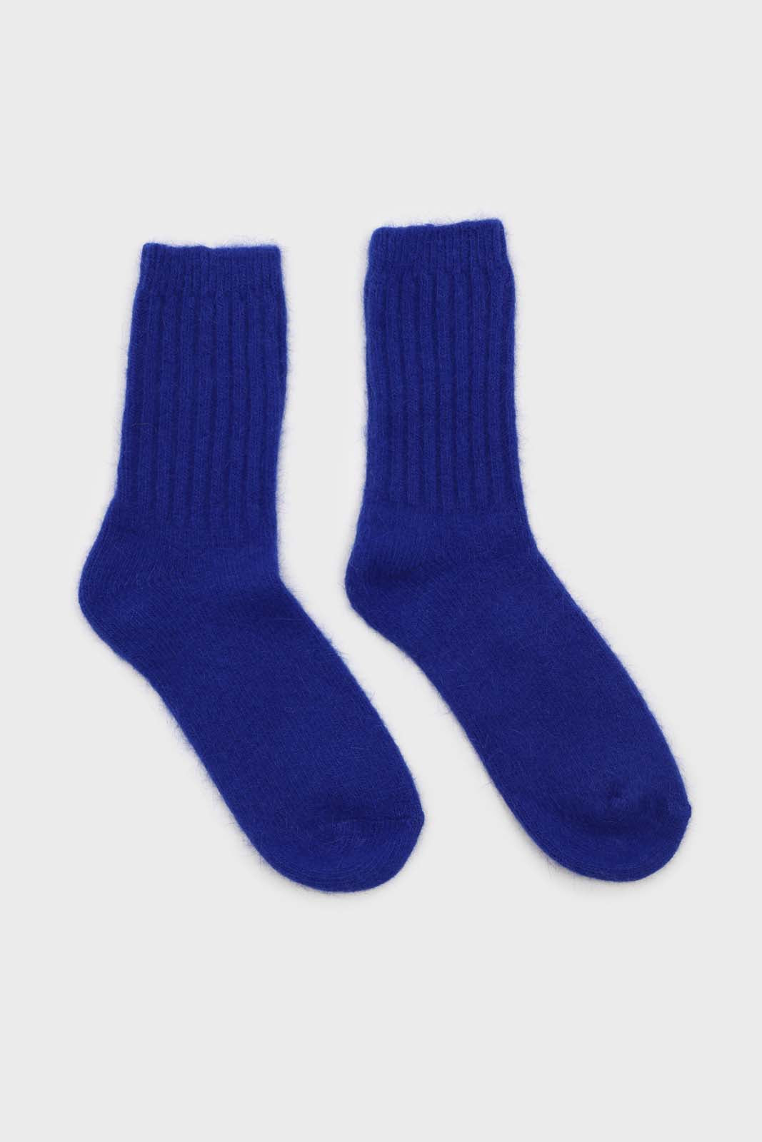 Cobalt blue angora ribbed socks